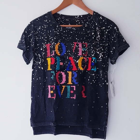 ANTHROPOLOGIE PILCRO Multi-Colour Love Peace Forever T-Shirt - Picture 3 of 13